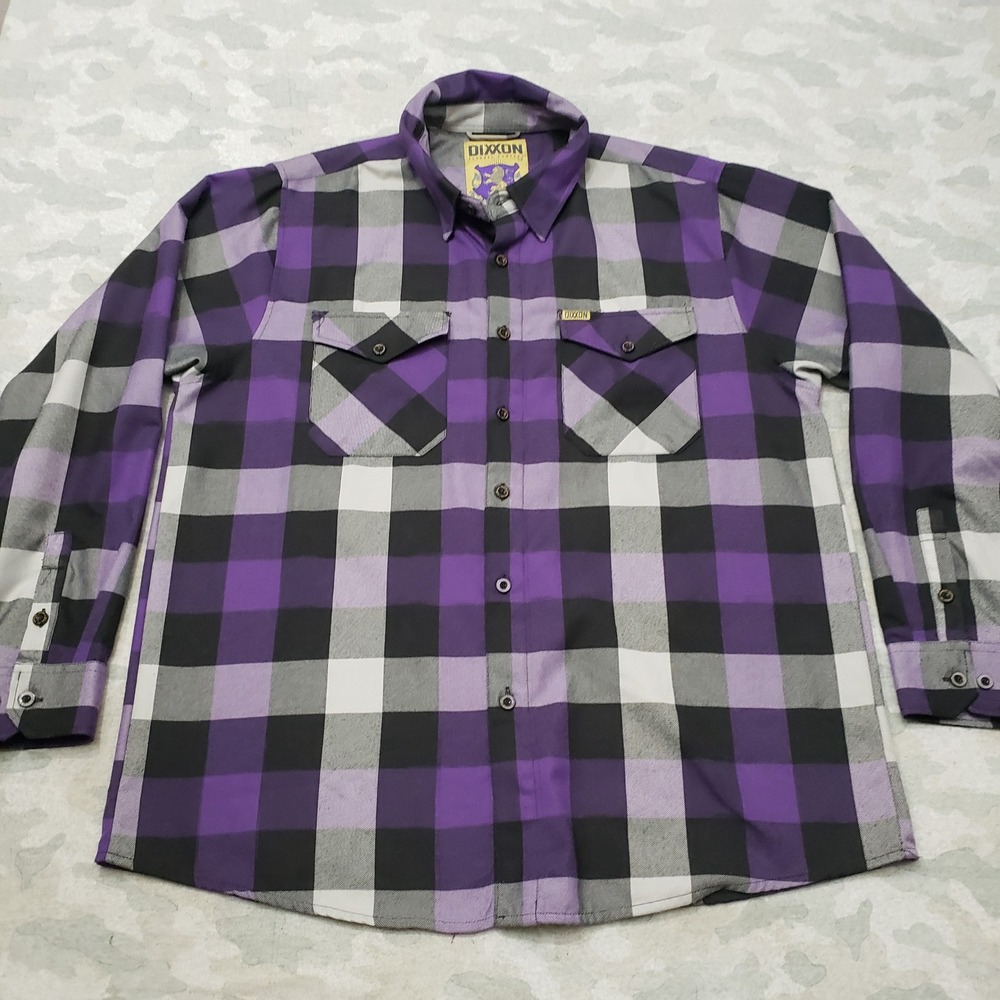 Dixxon Flannel Shirt Men 2XL Purple Plaid Dynasty D-Tech Long Sleeve Button-Up